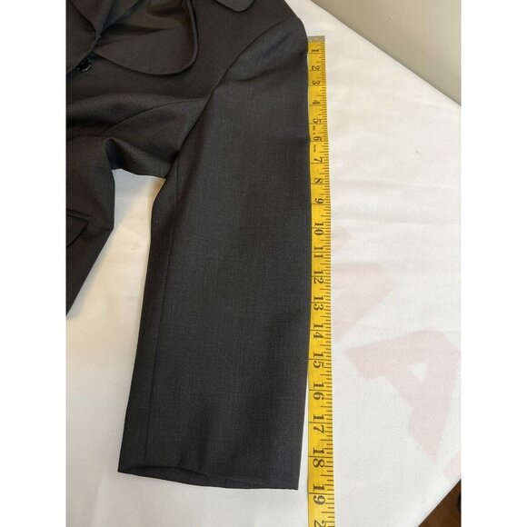 Anne Klein Blazer Jacket Cropped Gray 3/4 Sleeves Wool Blend Sz 8 - Picture 6 of 7